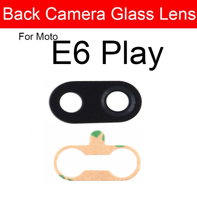 Bageste kameraglasglas til moto motorola  e4 e5 e6 x4 play plus ydre kameralinser stort kameralinseglasdæksel + klistermærke: E6 spil