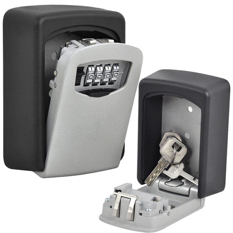 Key Storage Lock Box Wall Mount Holder 4 Digit Combination Safe Outdoor Security