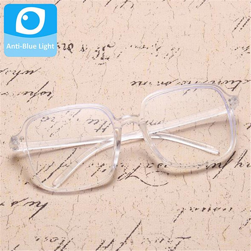 Square Glasses Anti Blue Light Block Eyeglasses Women Optical Frame Transparent Female Eyewear Men Filter Reduces Male: Clear
