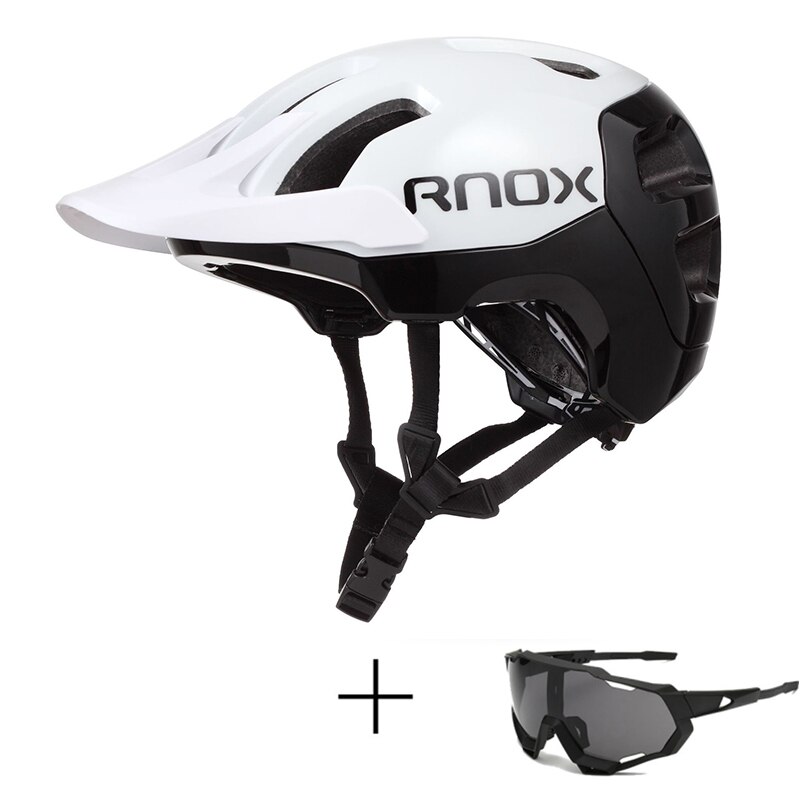RNOX Bicycle Helmet Red Road Mountain Cycling Helmets band Sun Visor Men Women Lightweight Breathable In-mold Bicycle Safety Cap: B white-black