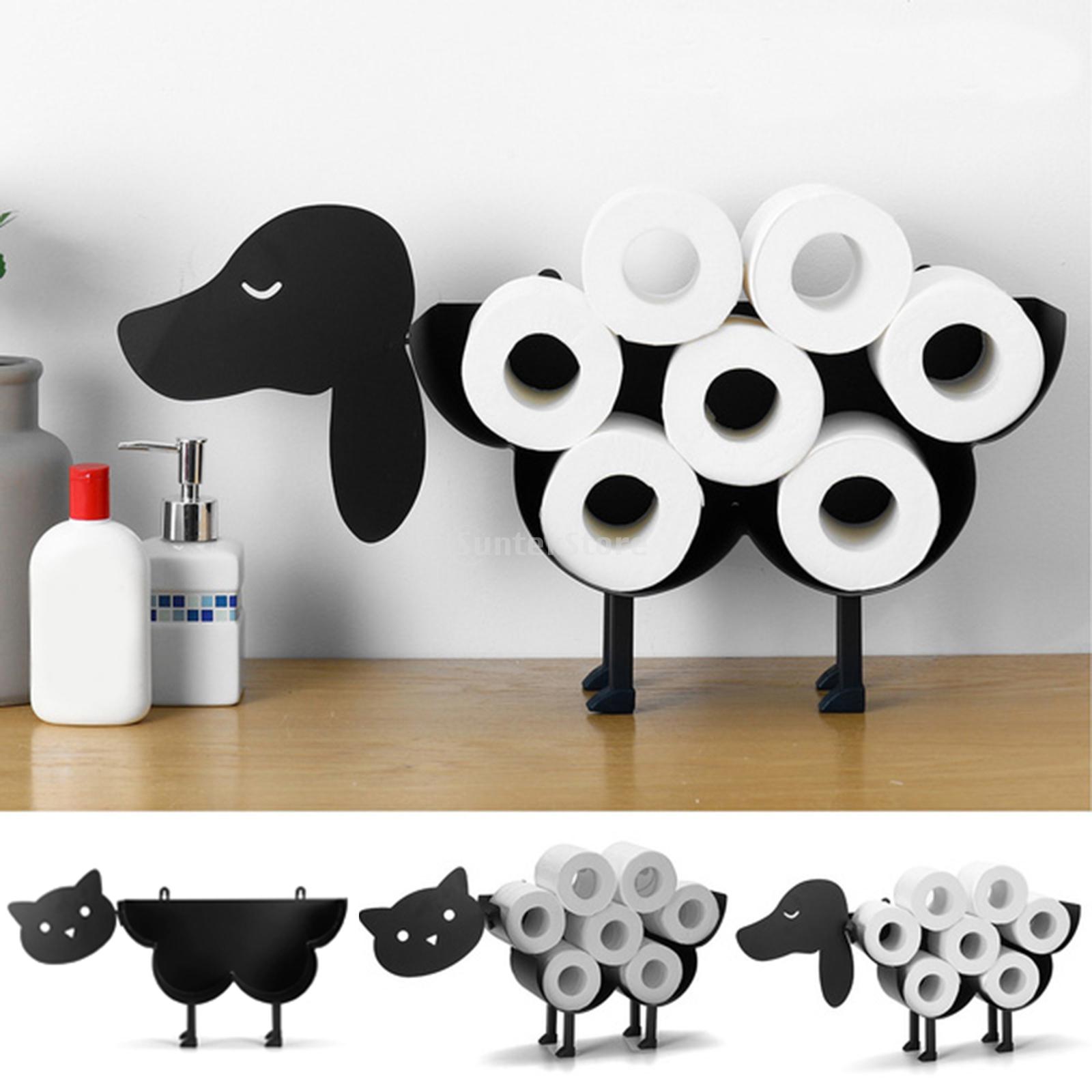 Porte-rouleau de papier toilette en mouton, support mural en fer ou autoportant, rangement de mouchoirs de salle de bain, peut contenir 7 rouleaux de panier de papier toilette
