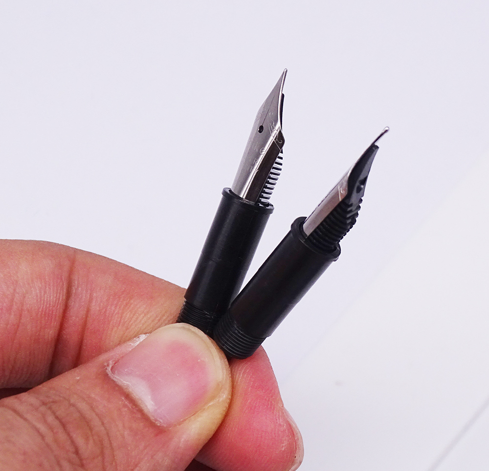 2 uds Delike pluma fuente de Metal puntas Extra fina/bien/caligrafía plumín curvo/0,38/0,5/0,58mm 2 plumas reemplazable combinación