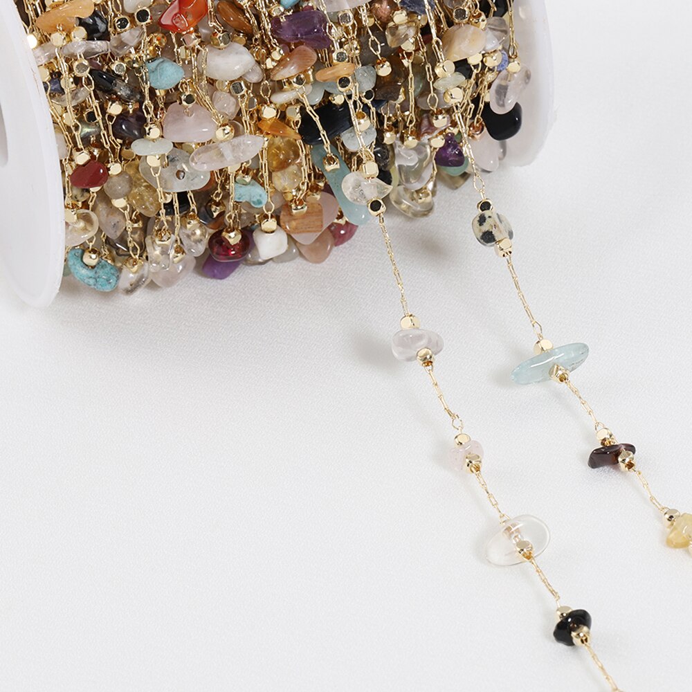 Chaîne de perles de pierre irrégulière en cristal bohème, 1 mètre, pour Bracelet fait à la main, collier, fabrication de bijoux, bricolage, décoration de rideau