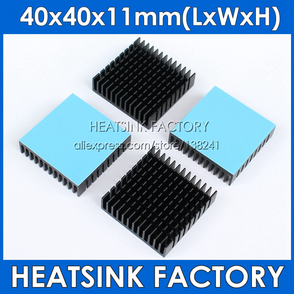 2 st radiator aluminium kylfläns 40mm x 40mm x 11mm kylfläns extruderad profil värmeavledning för kylning