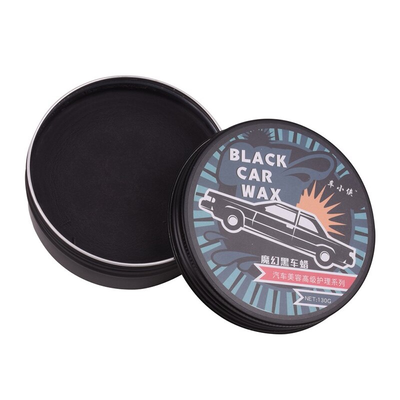 Cera para pintura de coche impermeable, cera para pintura reparador para arañazos, mantenimiento de coche, con esponja y toalla, 130g: Black