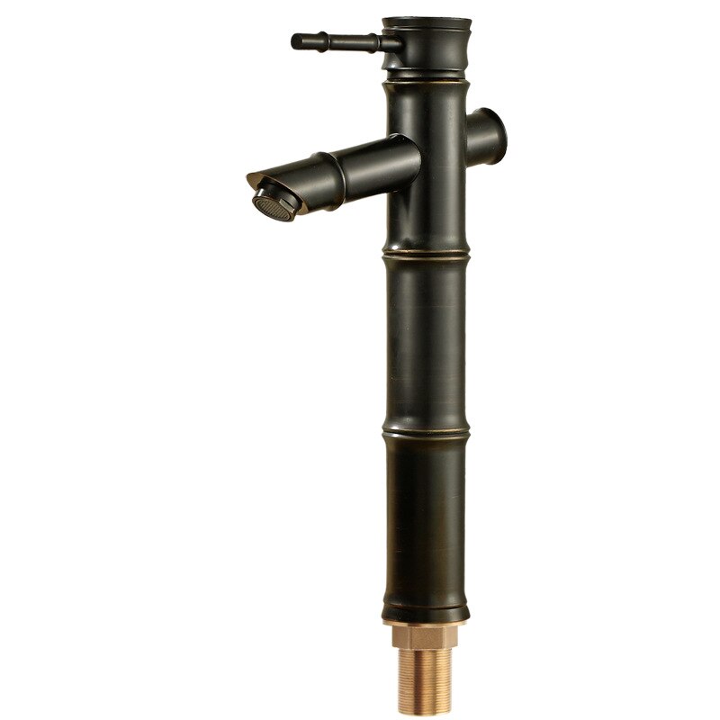 ! Grifo de lavabo de estilo chino de bronce Negro estilo Bambú de cobre grifo mezclador de agua fría de un solo mango 2241