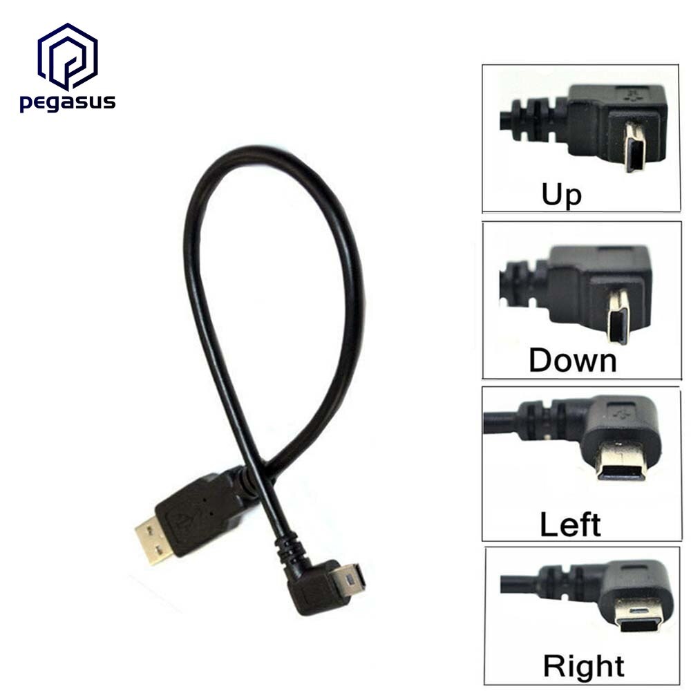 90 Degree Angle USB 2.0 A Male to Mini B 5 Pin right/Left/up/down Male Cable Adapter 0.25m