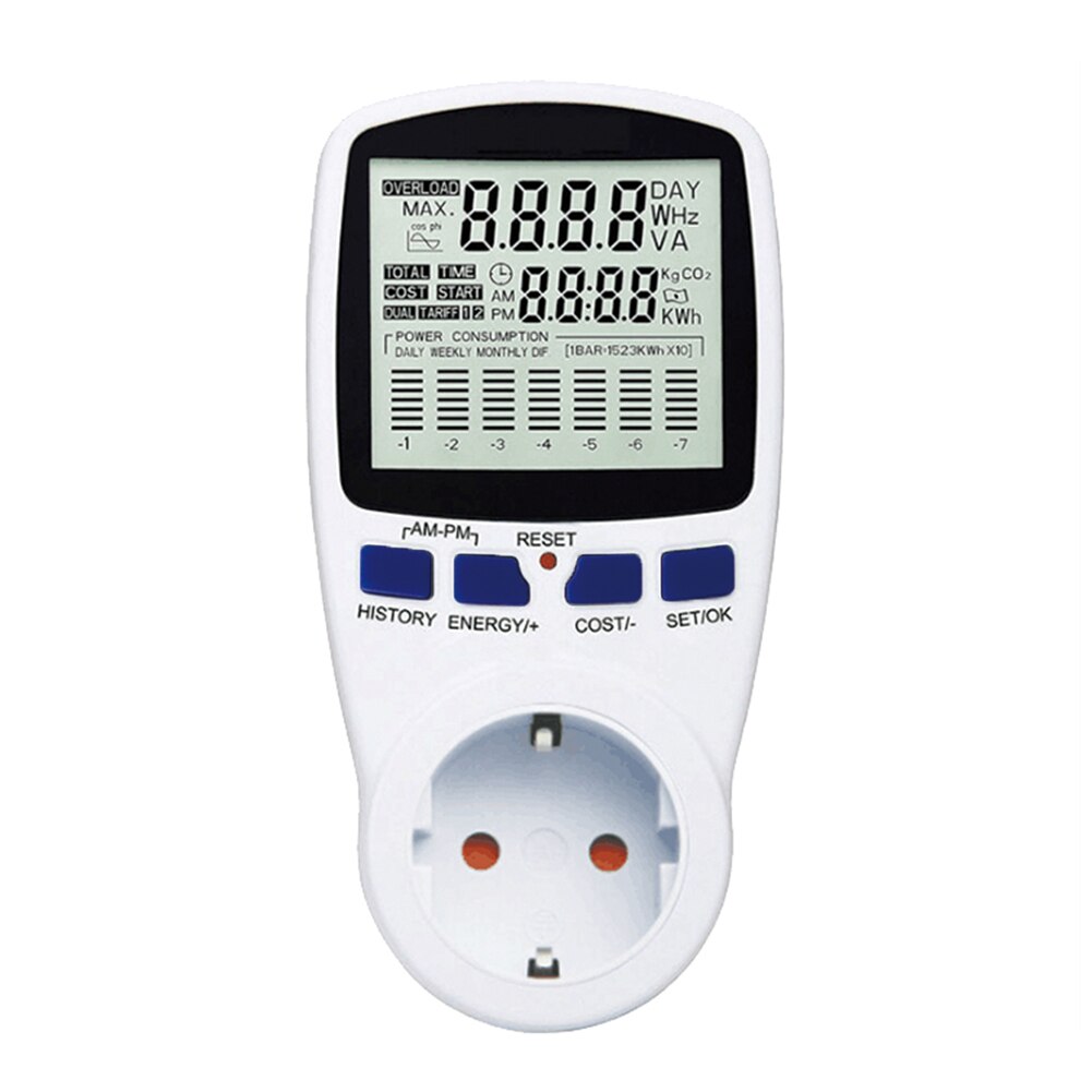 Plastic Power Metering Socket Digital LCD Energy Power Wattmeter Electricity Power Meter Measuring Outlet Analyzer