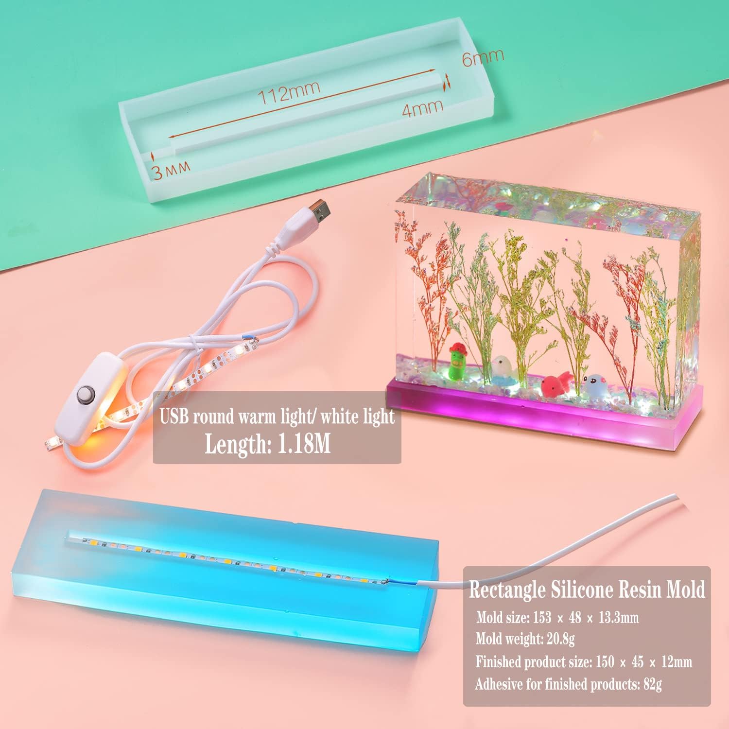 Molde de resina Epoxy de cristal DIY, adorno de cubo de flores secas, soporte de lámpara cuadrado, abrasivo de silicona cuboide