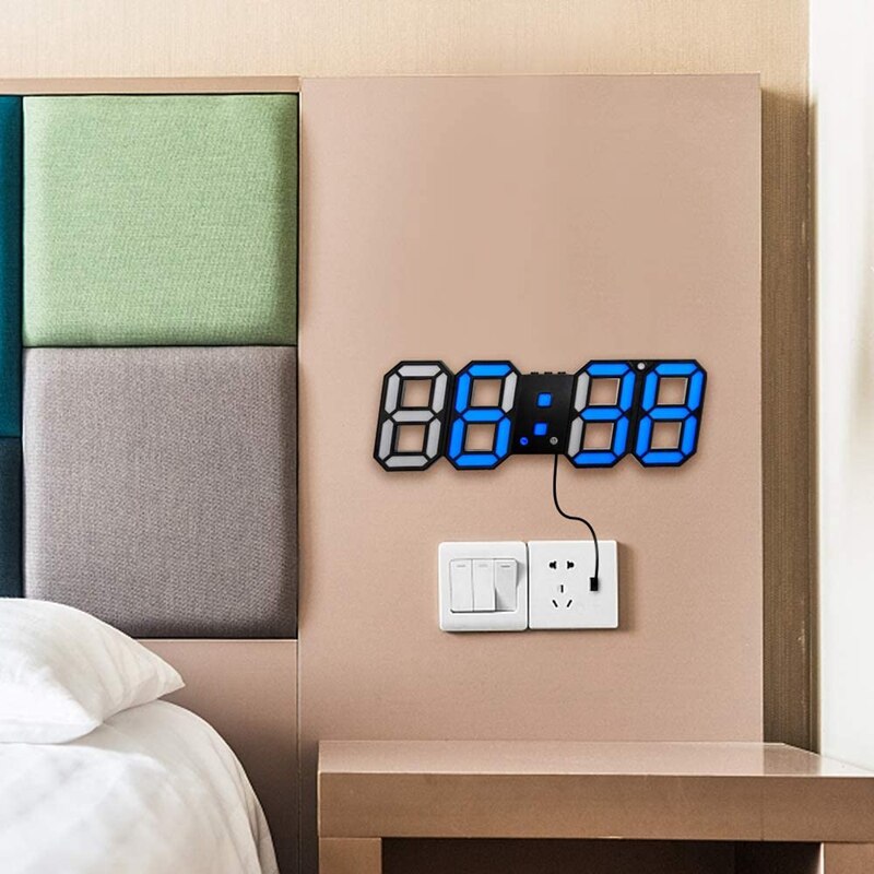 3D Digital Clock,Wall LED Number Time Alarm Clock ,Led Electronic Clock with Snooze Function, Clock Date