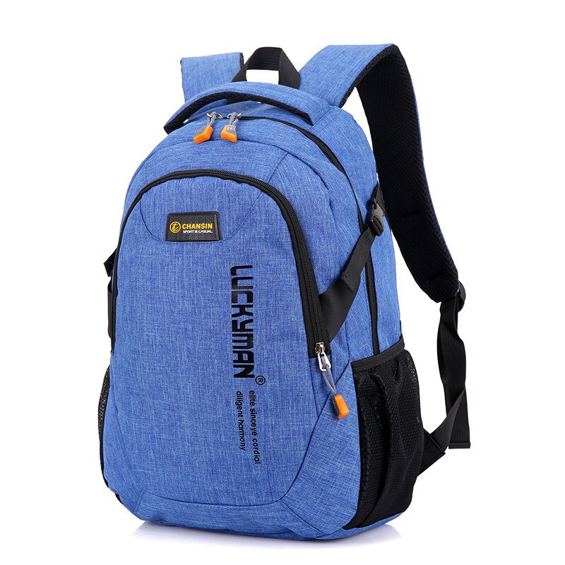 Nova moda masculina mochila saco de poliéster computador portátil mochila sacos estudantes da faculdade do ensino médio saco masculino: Azul