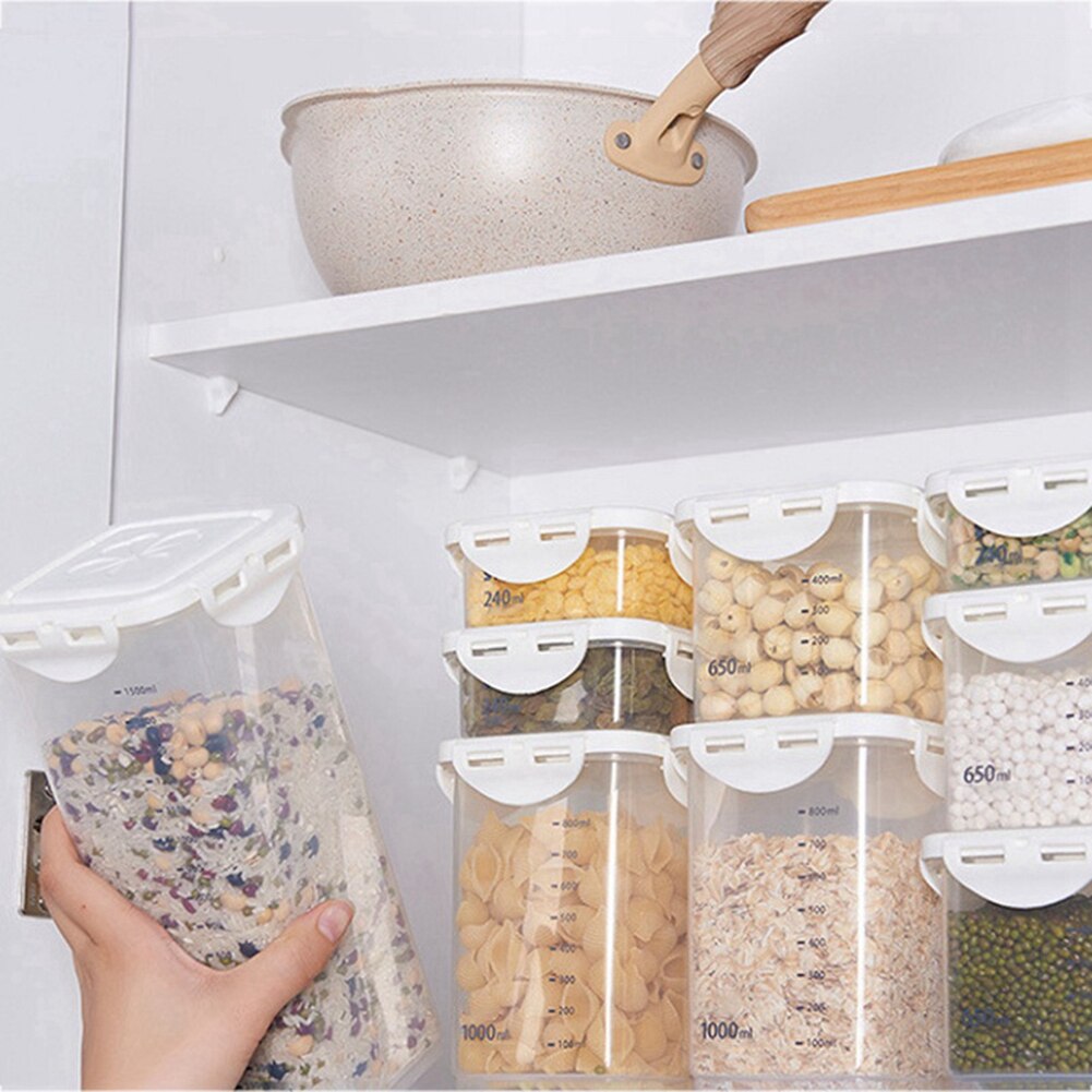 240/650/1000/1800ML Sealed Kitchen Storage Box Transparent Food Canister Keep Fresh Clear Noodle Storage Kitchen Accessories