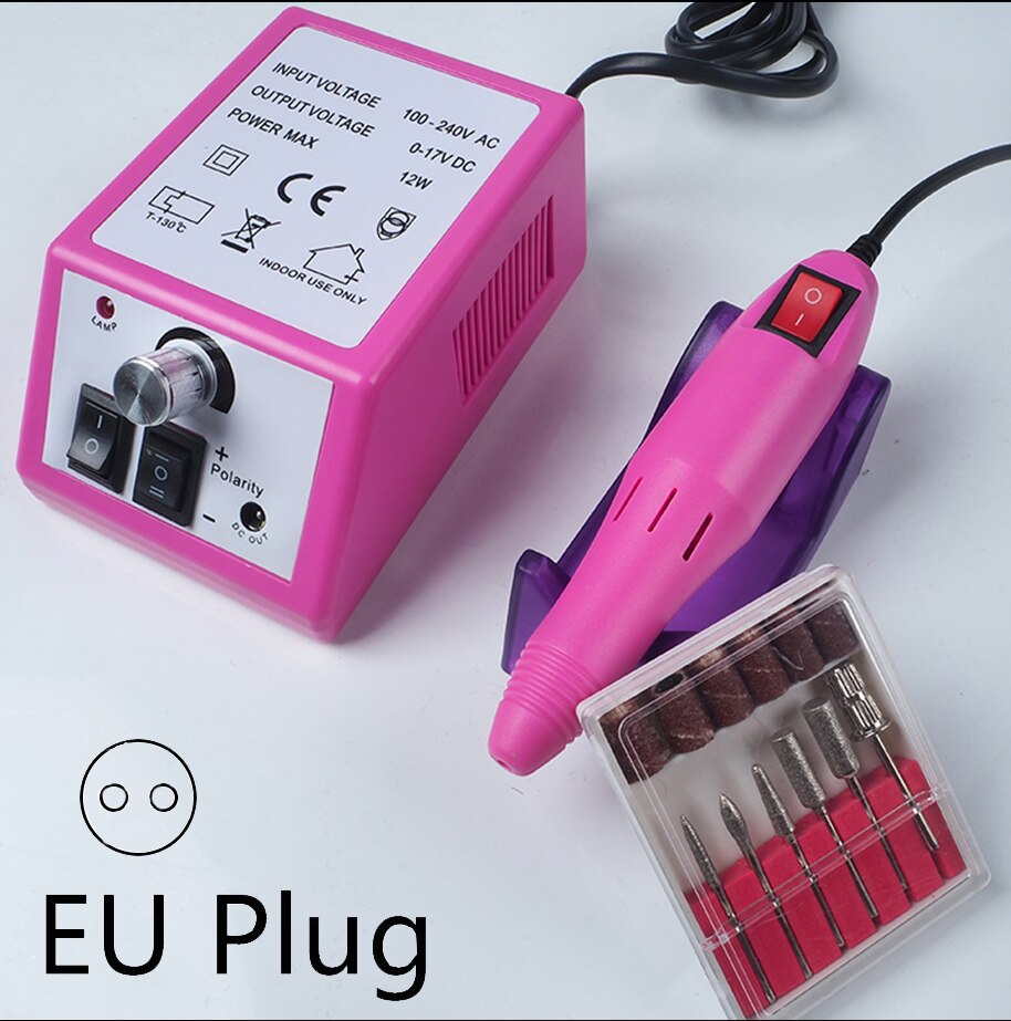 20000 rpm elektrisk manikyrsett bortilbehør neglefilbits manikyrmaskin elektrisk gellakkfjernersett: Rosa eu