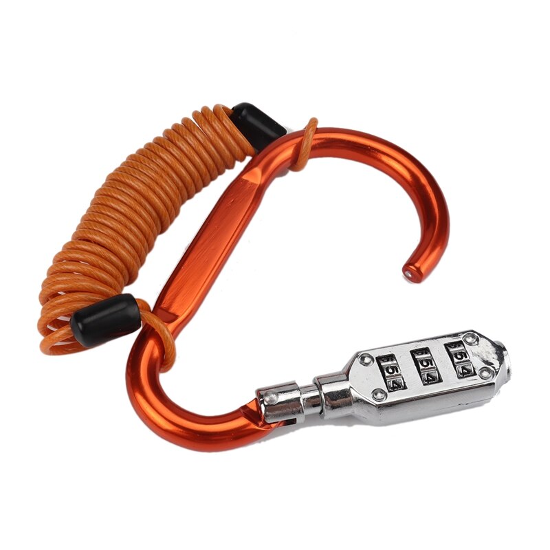 Helmet Locking Carabiner Anti-Theft Bike Motorcycle Helmet Lock with Resettable Code PIN Spring Combination Lock: Orange