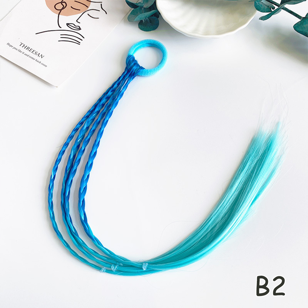 Extensiones de cabello con trenzas coloridas sintéticas con bandas de goma, coleta trenzada de arcoíris, accesorios para el cabello para niñas