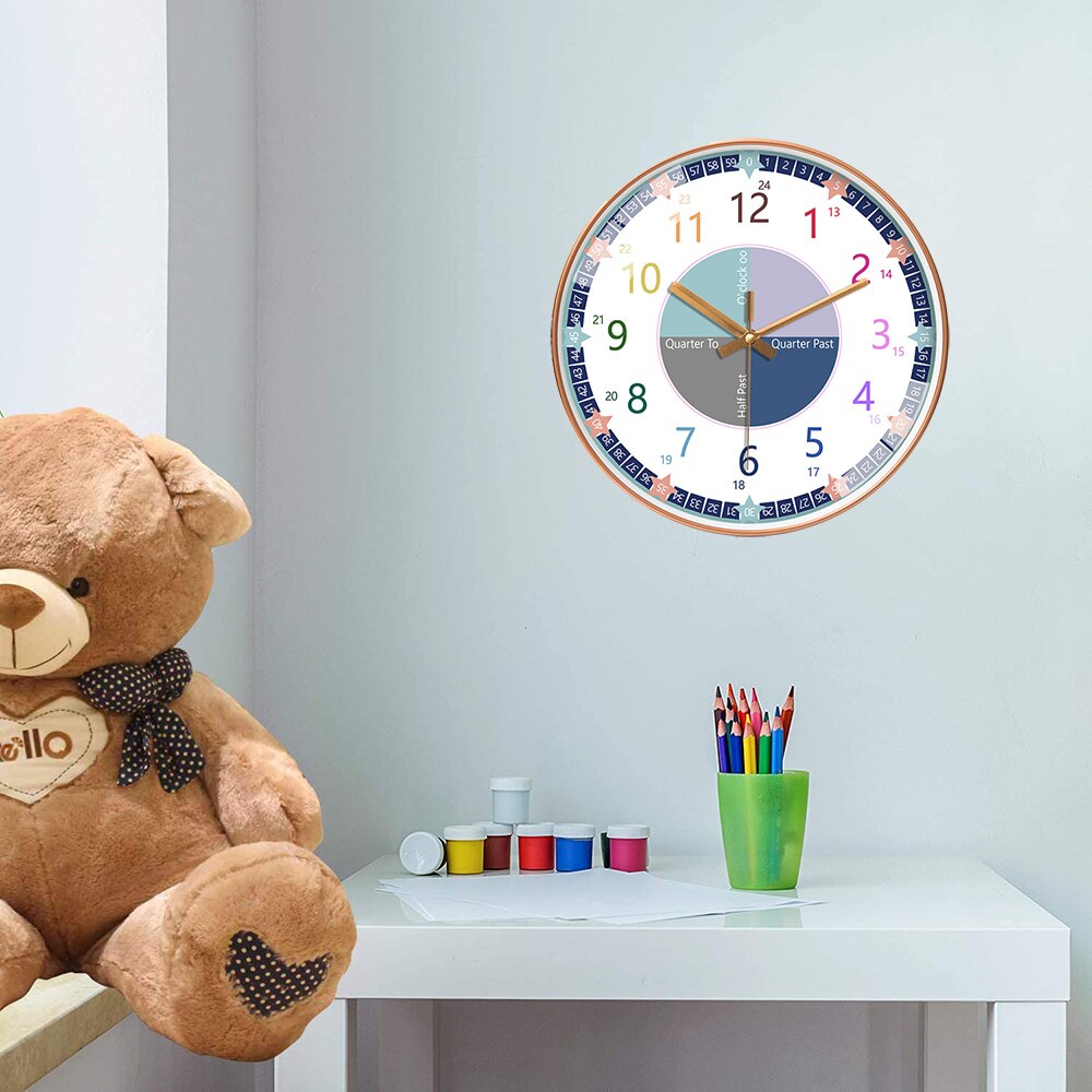 1Pc 12Inch Praktische Stille Kids Wandklok Batterij Operated Kleurrijke Decoratieve Klok Voor Kinderen Kinderkamer Slaapkamer School