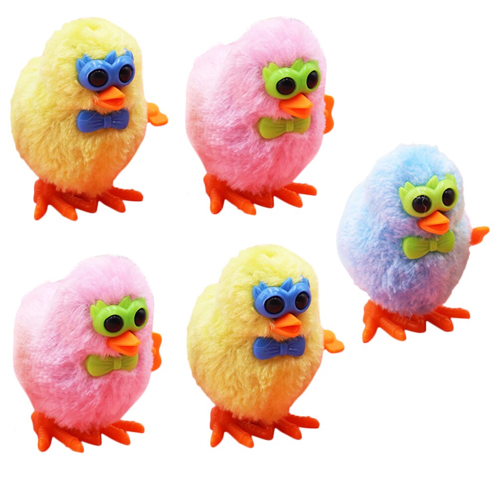 5pcs Classic Wind Toys Easter Chick Plush Chick Clockwork Toys Random Color