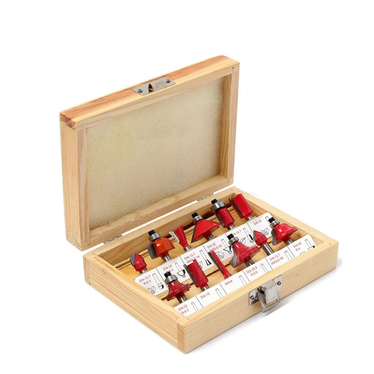 Pro-Grade 12 Piece Tungsten Carbide 1/4 inch Router Bits Set