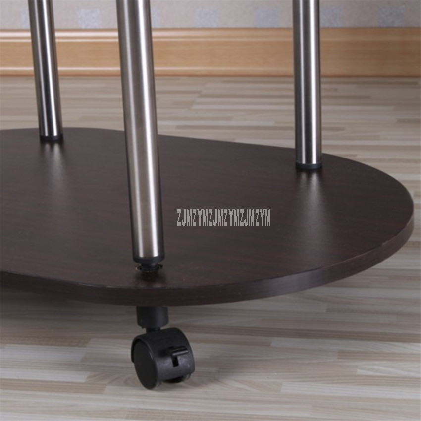 3 Layer Modern Movable Oval Shape Tea Table With Wheel Living Room Bedroom Sofa Side Corner Low Table With Storage Space