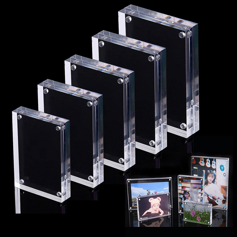 Cadre Photo magnétique rectangulaire en acrylique transparent, support de carte de visite, décoration de maison, d&#39;anniversaire