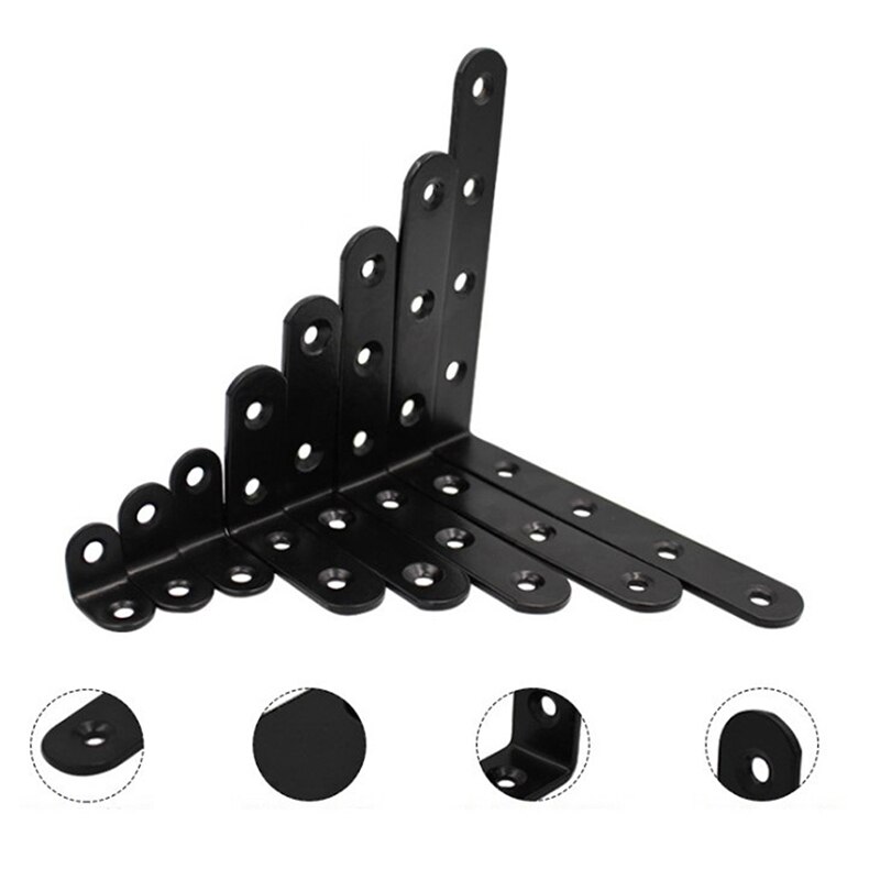 Thickened Stainless Steel,laminate Support, L Shape Fixed Bracket Connector, 90 Degree Right Angle, Black Corner Code