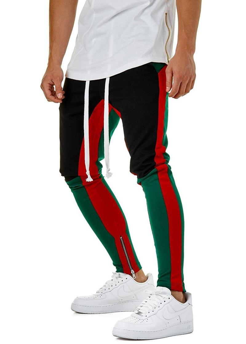 Streetwear sportstøj herre kausal lynlås hip hop patchwork snøre sweatpants bukser plus str.