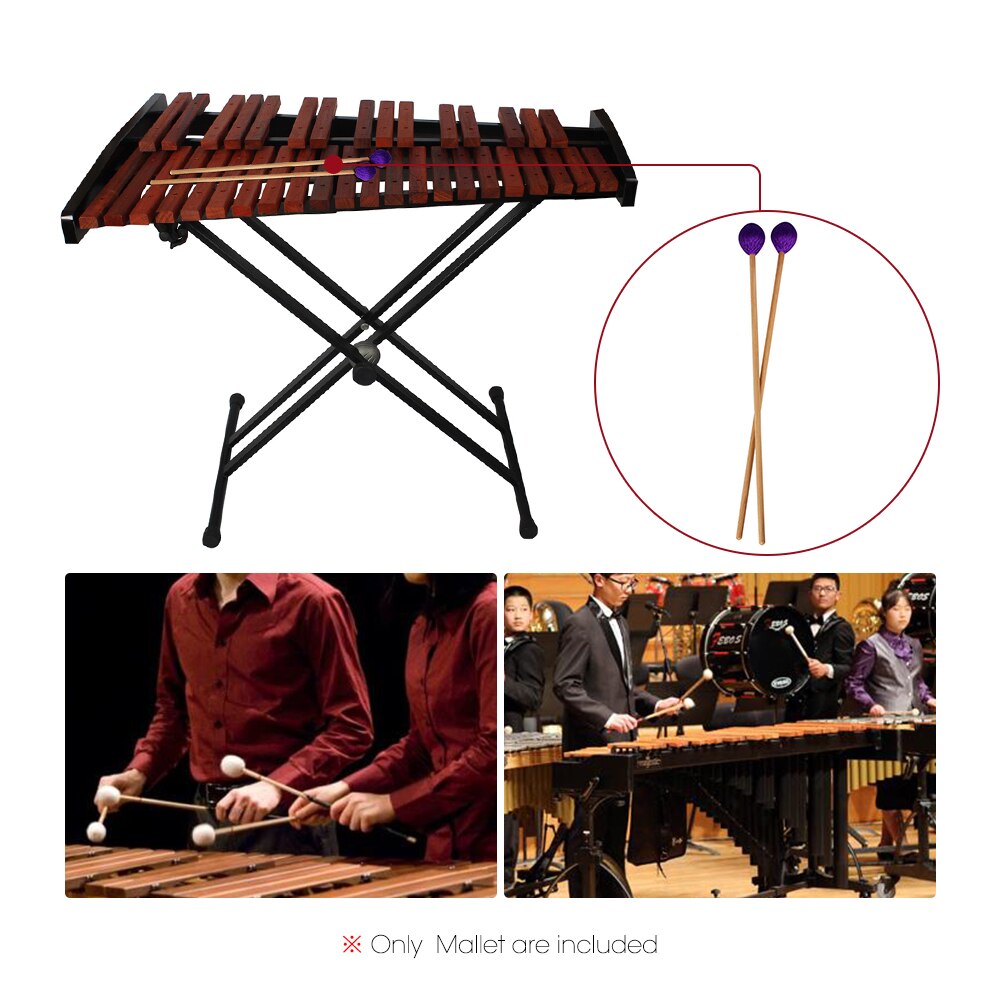 Kit de mazo de instrumentos de percusión, Kit de mazo de palo de Marimba medio con mango de haya, Xylophone Glockensplel, 1 par
