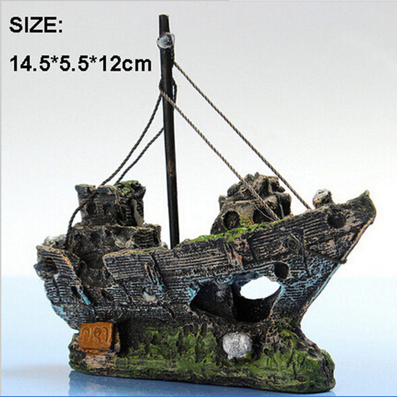 Aquarium Aquarium Decoraties Landschap Piratenschip Wrak Decor Hars Boot Ornament Aquarium Accessoires Decoratie: WIT