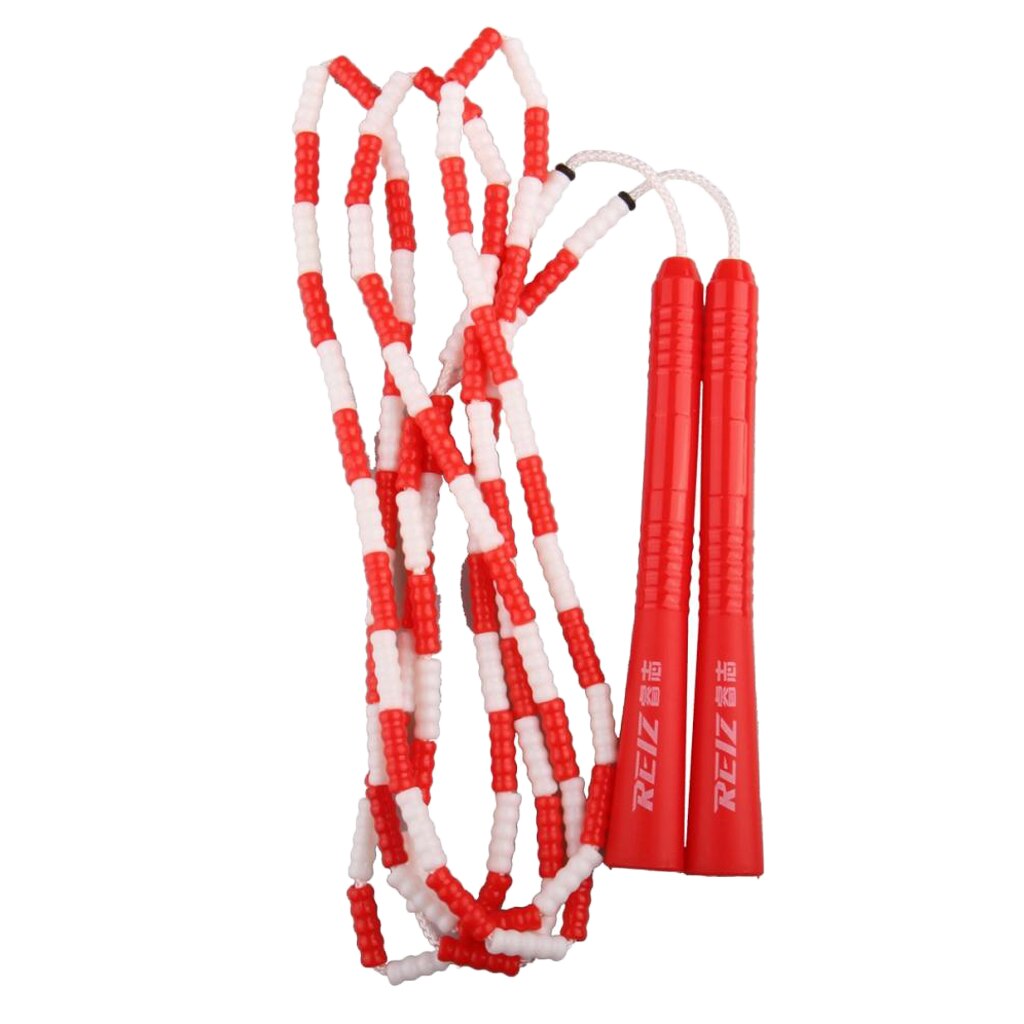 Beaded Jump Rope, Fitness Skipping Rope for Kids Men and Women, Adjustable &amp; Lightweight - Choose Colors: Red White