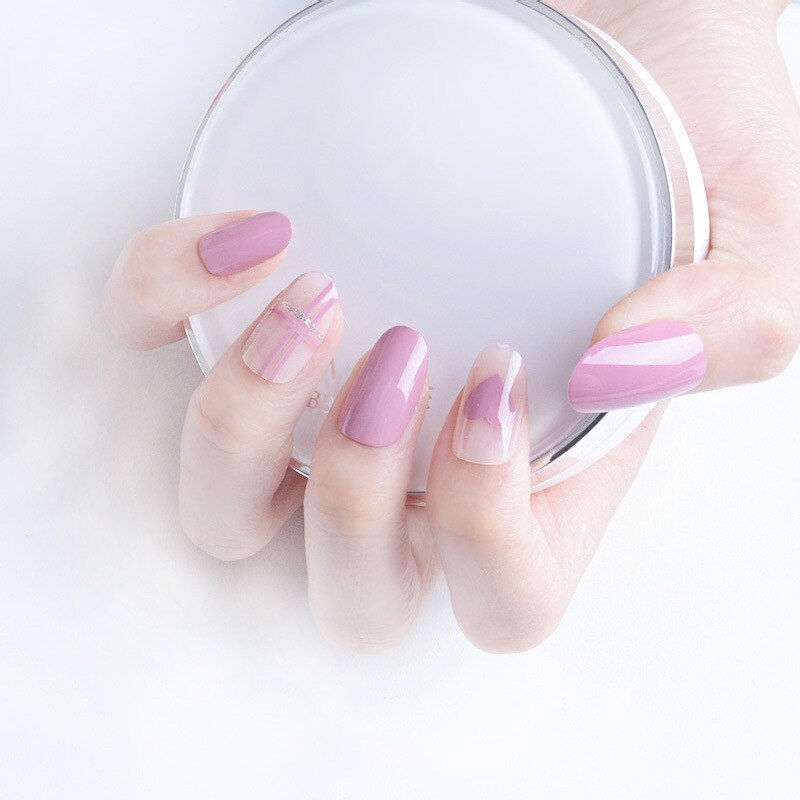 24 Stks/set Nep Nagels Druk Op Meisjes Vinger Schoonheid Valse Nail Art Tips Bright Shining 3D Diamond Inzoomen Franse nail Art Tips: D24 and 0.2g glue