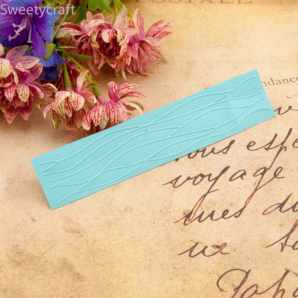 Wave Line Pattern Stencils Plastic Embossing Folders for DIY Scrapbooking Paper Craft/Card Making Decoration Supplies 15x3cm