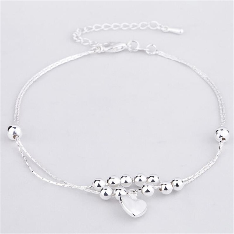 KOFSAC – Bracelet de cheville en argent Sterling 925 pour femmes, bijou de plage, romantique, amour, cœur, chaîne de pied, , été