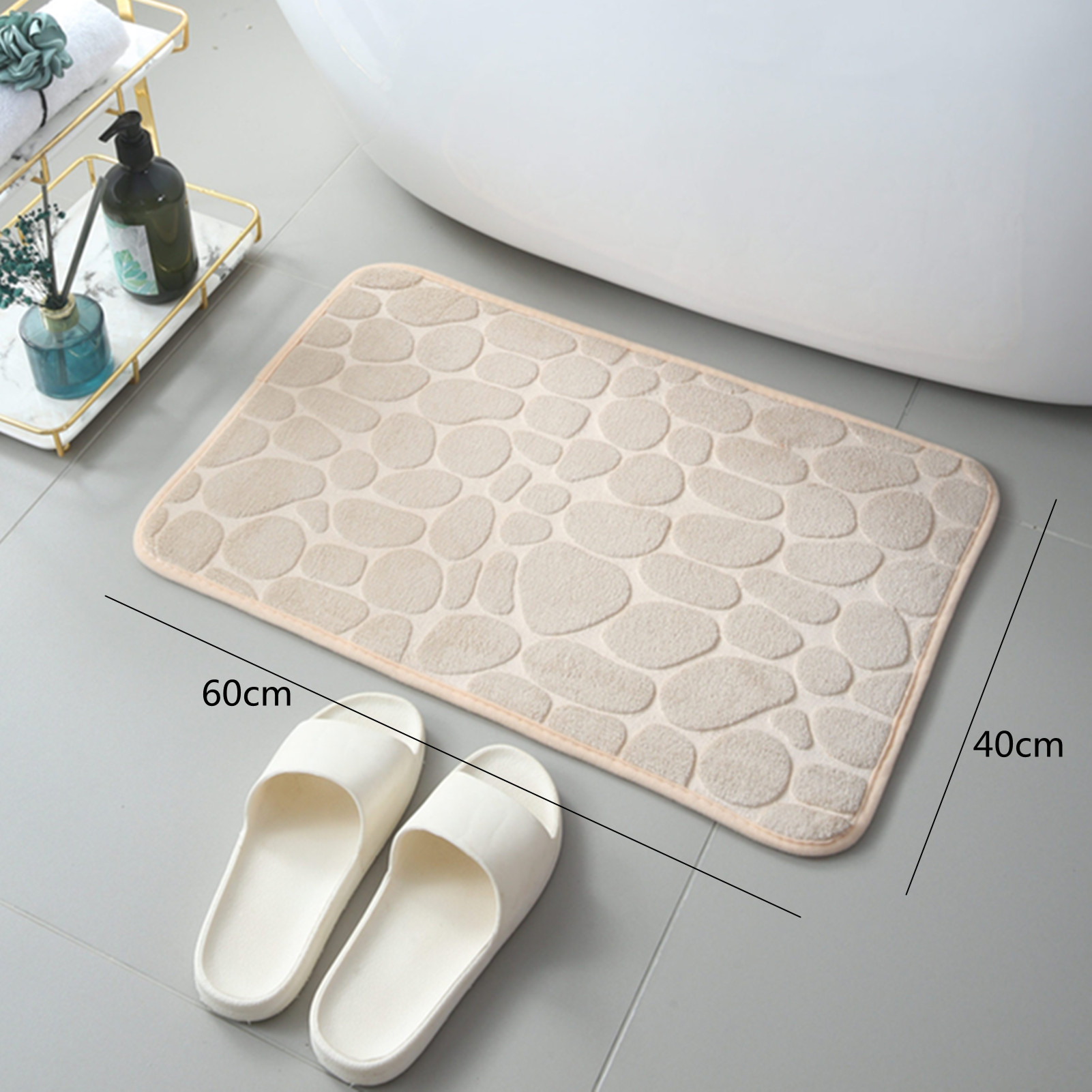 Mat Carpets Embossed Cobblestone Carpet Water Absorbing and Non-slip Washable Memory Foam Floor Mat for Indoor Bathrooms