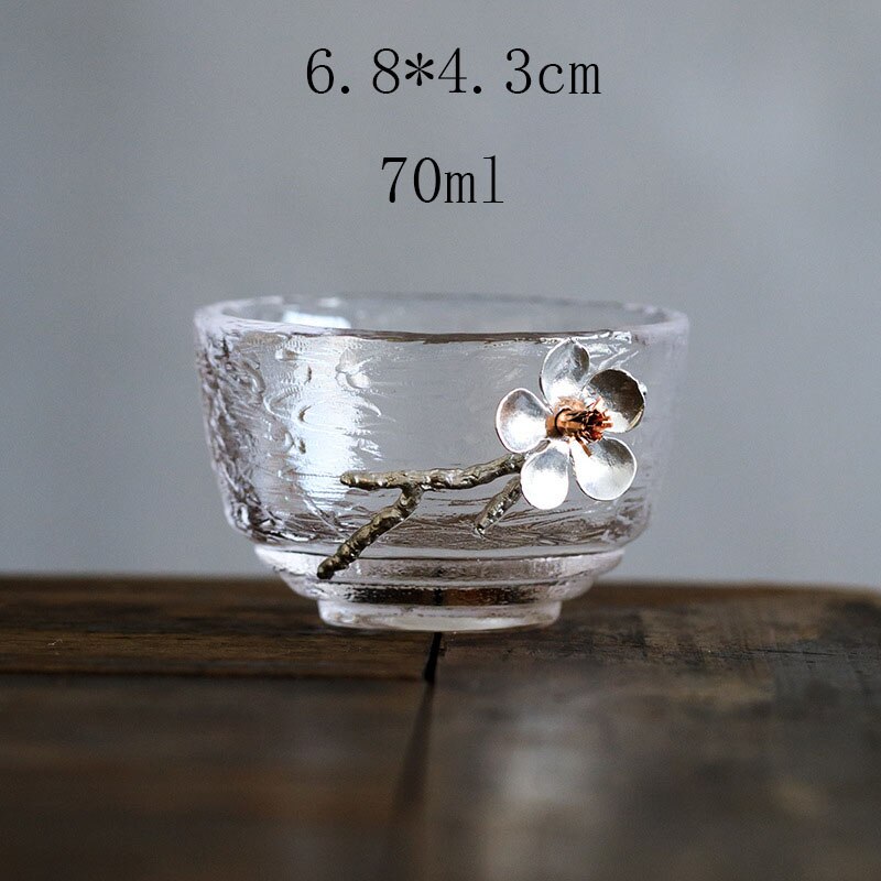Hammarformad glas tekopp japansk stil plåtblomma högtemperaturglas tekopp exklusiva dekorativa koppar: 9