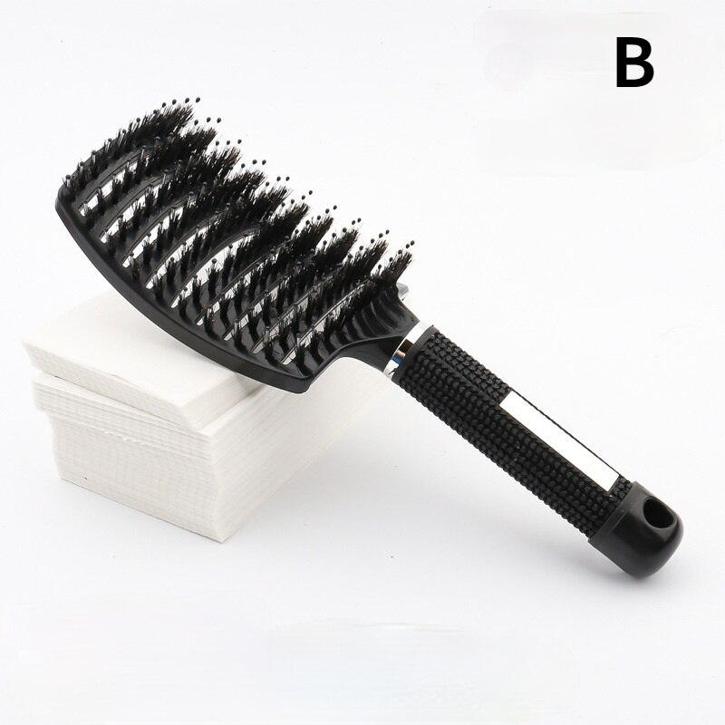 Haar Pinsel Kopfhaut Massage Kamm Haarbürste Borsten & Nylon Frauen Nass Lockige Detangle Haar Pinsel für Salon Friseur Styling Werkzeuge: B-Rosa