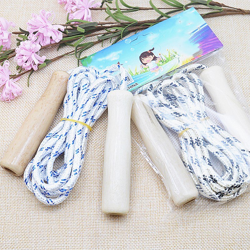 Wooden Sports Skipping Rope Kids Jump Rope Wood Grip Handle Children Fitness Equipment Gym Equipments Random Color