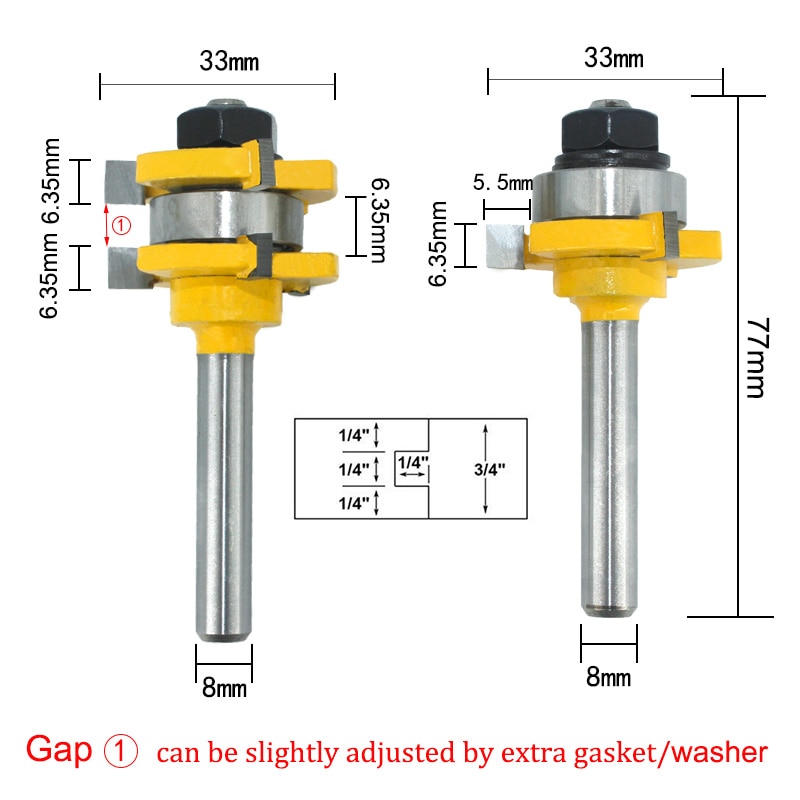 Lavie 2 Stuks 8Mm Schacht Gezamenlijke Monteren Router Bits Tong & Groef T-Slot Frees Voor Hout houtwerk Snijgereedschap MC02121