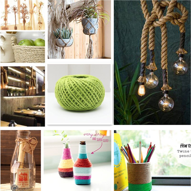 40 metriä / rulla 2mm pehmeä tekstuuri hamppuköysi narut tee itse maljakko vaatteet hattu kengät unesieppari juhla koriste materiaali köysi