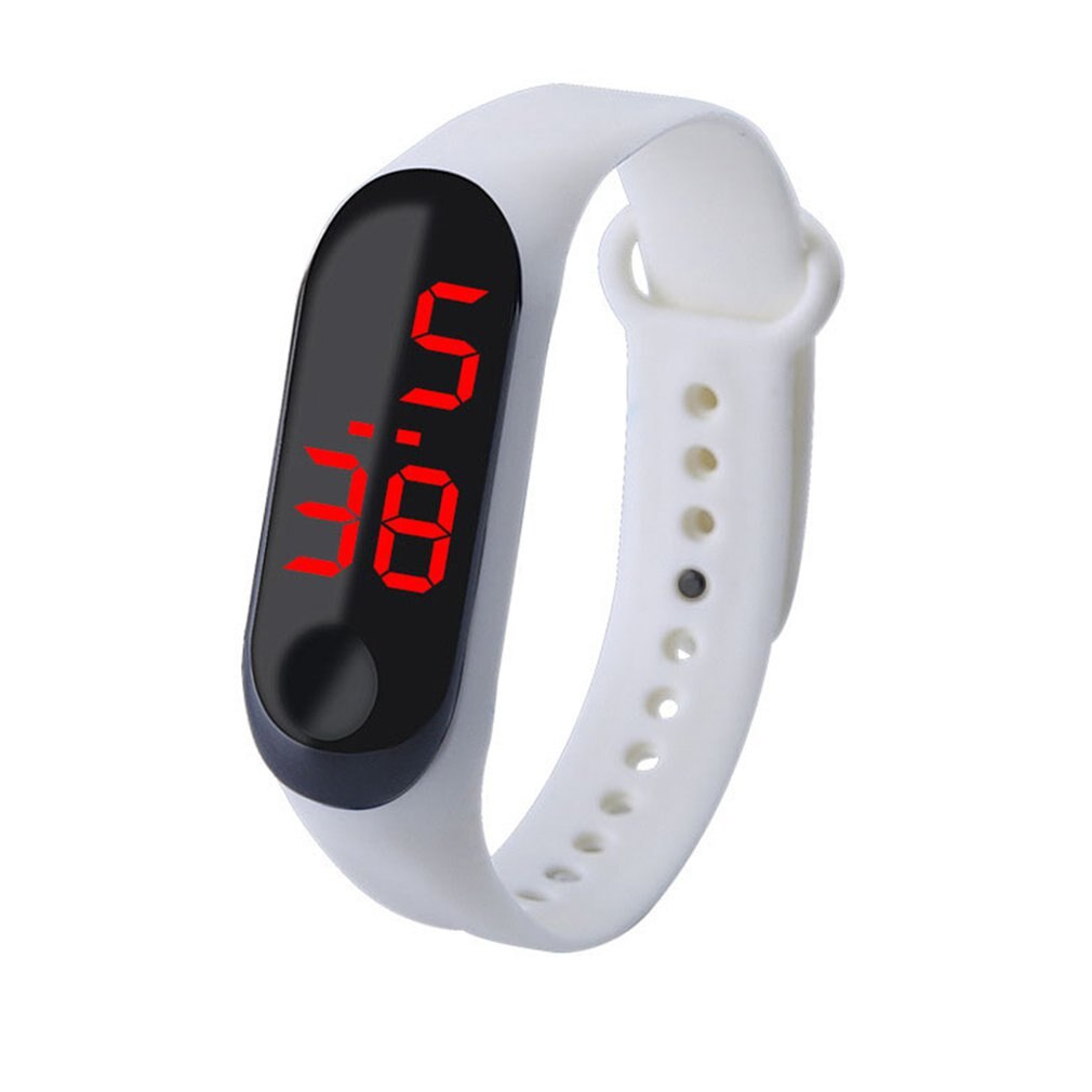 Led digitalt ur lys touch screen armbåndsur til børn elektronisk ur led afslappet sportsarmbånd til mænd og kvinder: Hvid