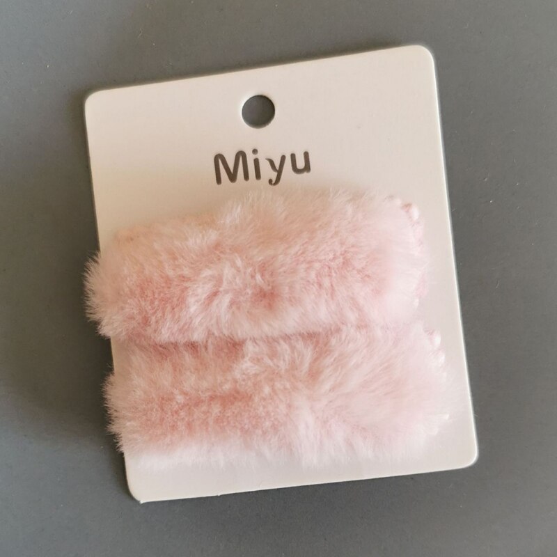 2 Pcs Girls Hair Clips Cute Plush Square bb Clips Hair Pin Set Children Headwear Princess Hair Accessories Korean Style