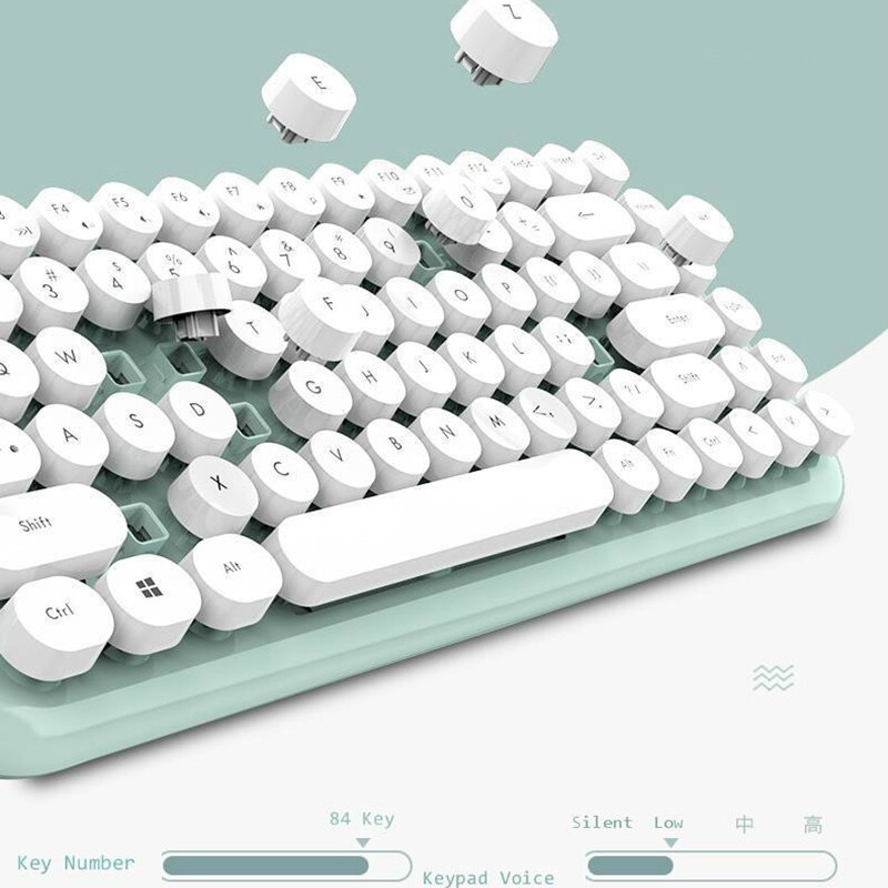 Jelly Comb-Conjunto de teclado y ratón inalámbricos para ordenador portátil, escritorio, teclado, ratón, peine, botón redondo