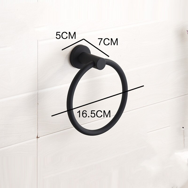 304 stainless steel towel ring Chrome towel hanging ring round simple black European Bathroom accessories Rustproof