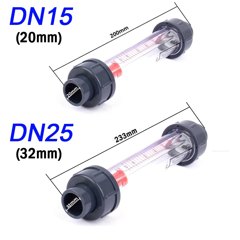 Débitmètre à Tube en plastique DN15 DN25, 1 pièce, jauge de débit d&#39;eau liquide, testeur d&#39;eau, Instruments de mesure de débit rotamètre