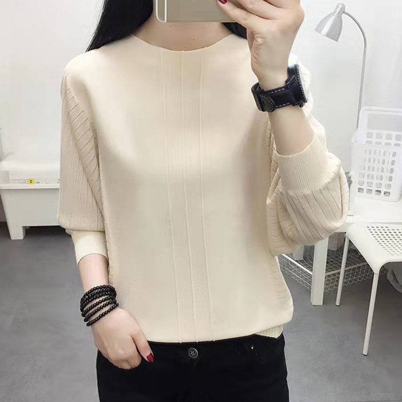 Herfst Winter Elegante Mode Effen Eenvoudige Trui Dames Batwing Mouw Losse Casual Wild Breien Trui Top Vrouwen Jumper
