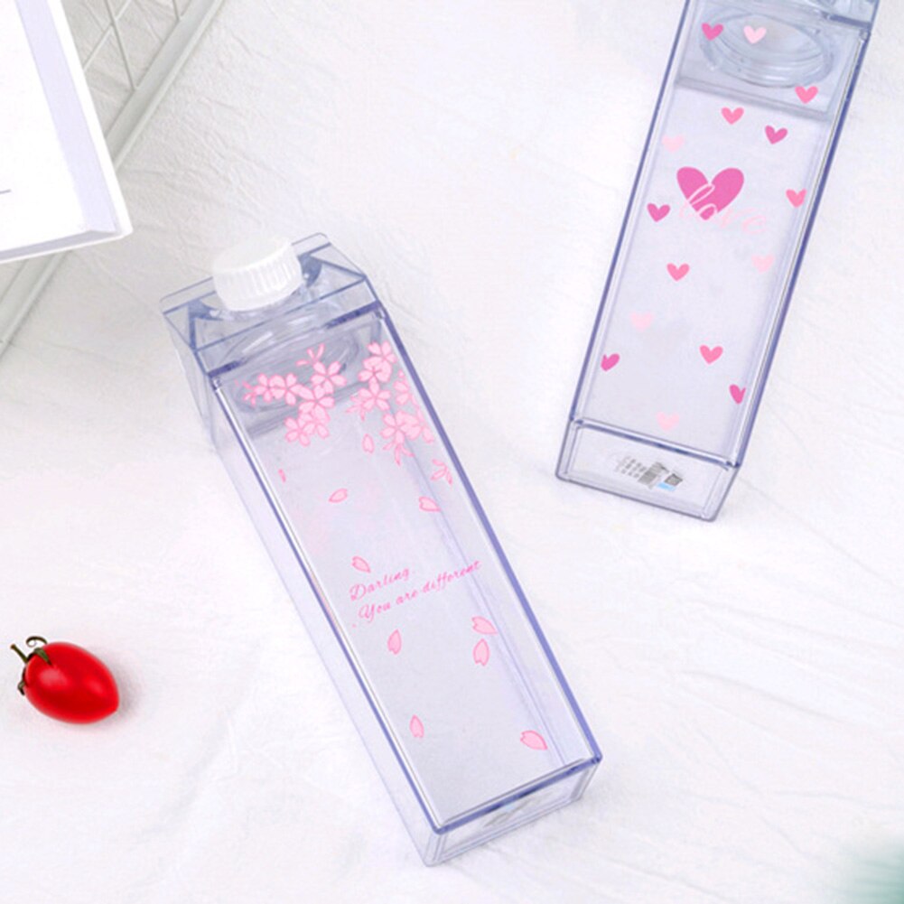 Plastikowe przezroczyste mleko karton butelka wody moda przezroczysty kartonu mleka sok kubek wody prezenty dla dziewczynek HKS99