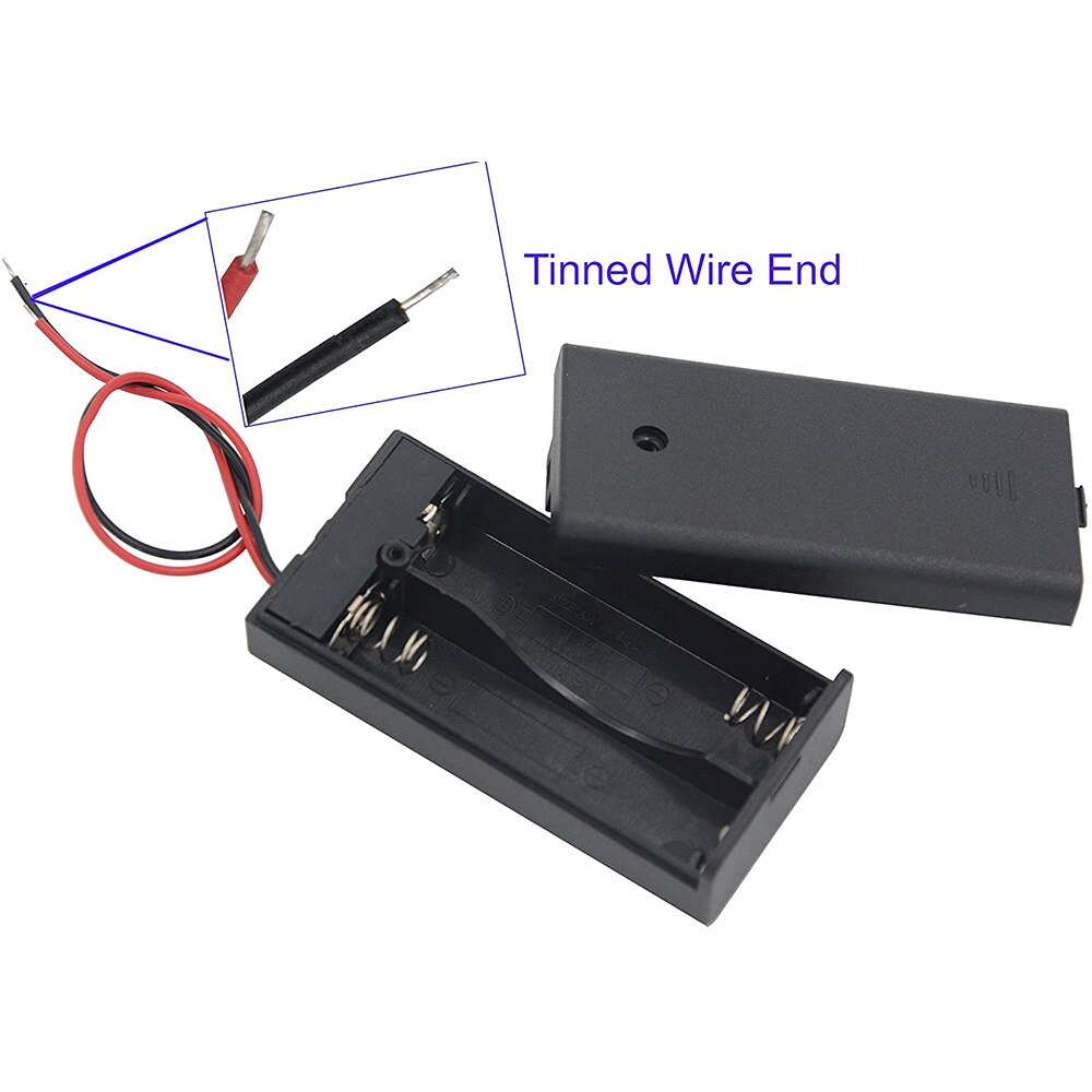 5 pces 2 aa bateria titular caixa de armazenamento com capa 2x 1.5v aa bateria titular caso com fio leva e interruptor de ligar/desligar