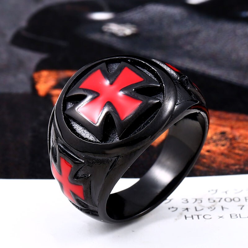 Beier-anillo Cruz de Hierro de acero inoxidable para hombre, 316L, pintura negra al óleo, joyería, LLBR8-073R
