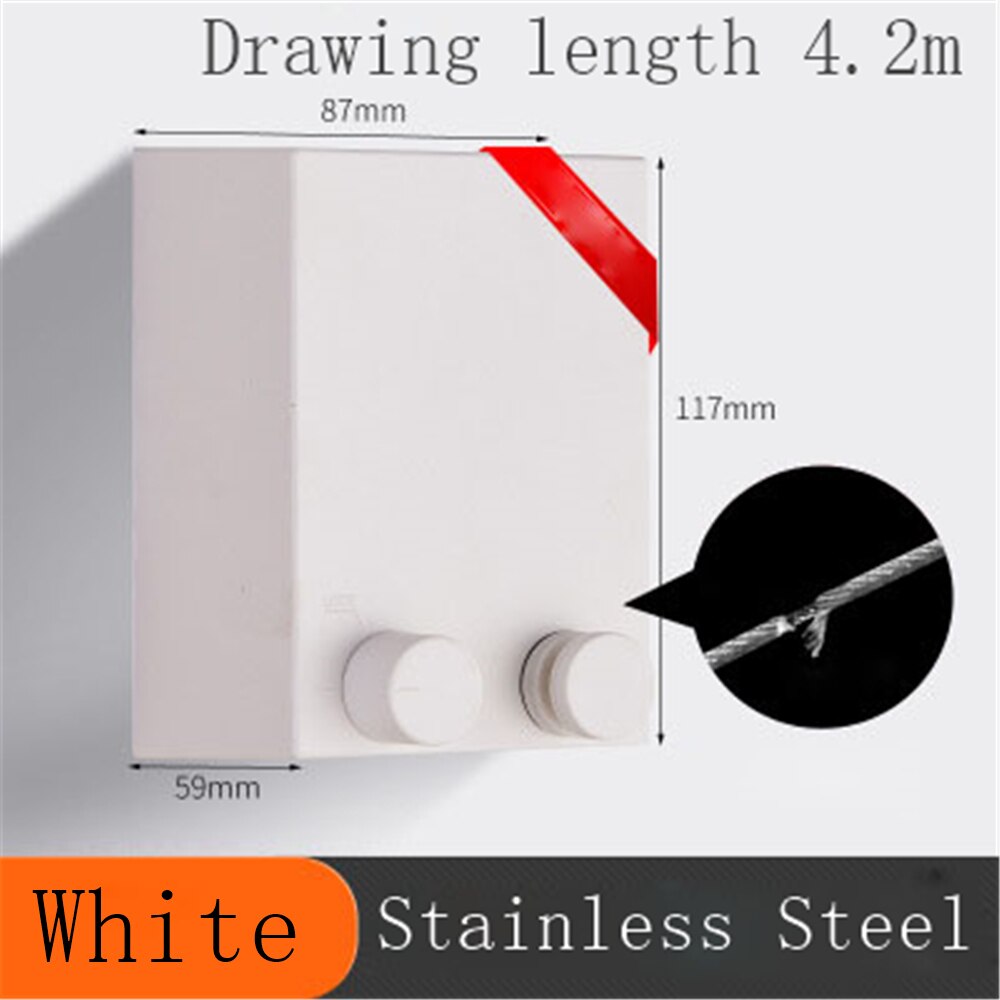 Indoor Outdoor Retractable Laundry Clothesline Wall Hanging Stretch Washing Clothes Line Shrinking Balcony Invisible Line: White