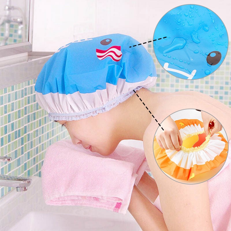 Tecknad dusch badmössa hatt för bad spamössa kvinnor tjejer hårmössa dusch badrumstillbehör salle de bain badrum