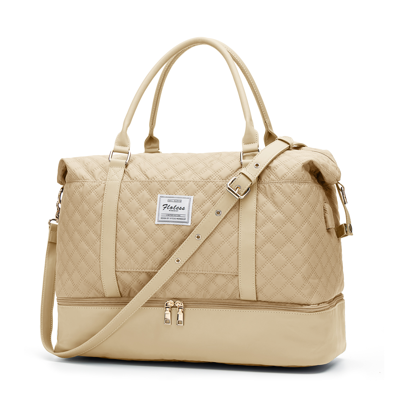 Reis Plunjezak, Sporttas Sporttas, Schouderweekendtassen Voor Dames Met Trolleymouw, Opvouwbare Handbagage Tas: Khaki
